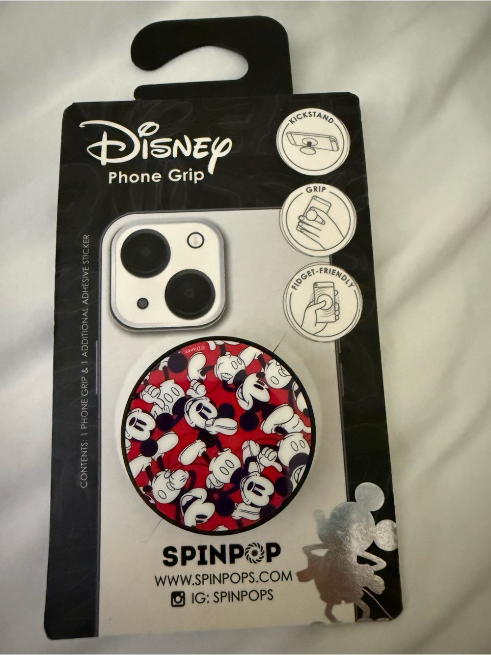 Disney Red & Black Mickey Mouse SpinPop Phone Grip